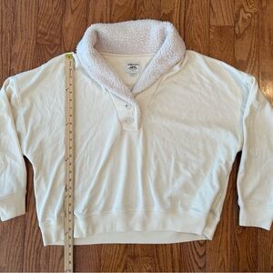American Eagle Ivory 1/4 Button Down Pullover Sweatshirt W/ Sherpa Collar SZ XXL